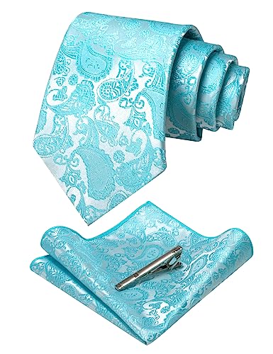 JEMYGINS helles Cyan 2 krawatte Paisley Seide Herren Krawatten und Einstecktuch mit krawattenklammer Sets JEMYGINS helles Cyan 2 krawatte Paisley Seide Herren Krawatten und Einstecktuch mit krawattenklammer Sets von JEMYGINS