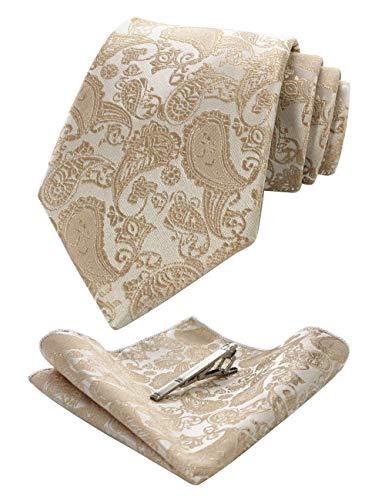 Jemygins Klassische Paisley Krawatte und Krawattenklammern Set Gr. 80, Or2 von JEMYGINS