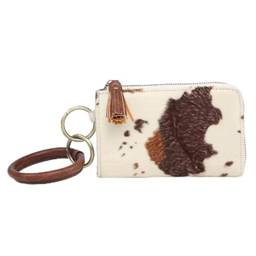 JEN & CO. Liv Armreif Wristlet – Geldbörse & Geldbörse aus veganem Leder mit Schlüsselanhänger-Clip, Kreditkarten- und Schlüsselhalter, Kuh-Dunkelbraun von JEN & CO.