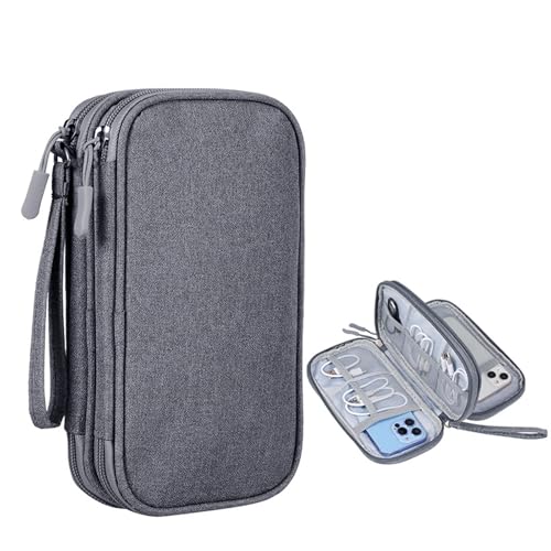 Elektronische Kabeltasche, Elektronik Organizer, ReisezubehöR Tasche, Tragbare Kabel-Organisator Tasche, Reise-Elektronik-Organisator Für LadegeräTe Festplatten (Dunkelgrau, L (21 * 12.5 * 6.5cm)) von JENCVNL