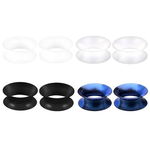 JENCVNL 4 Paar Silikon Ohr Tunnel Plug, Extra Weich Silikon Ohr Flesh Tunnel Plug Piercing Double Flared Plug Expander Ohrpiercing Schmuck 6-25mm für Männer Frauen (mehrere Farben, 22mm) von JENCVNL