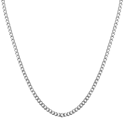 JENCVNL Silber Panzerkette für Herren, 3,5/5/6/7/8mm kubanische Gliederkette Edelstahl Silberkette Cuban Link Chain Hip-Hop Kette Halskette für Männer Jungen, Länge 46-66cm(Silber-3,5mm, 46cm) von JENCVNL