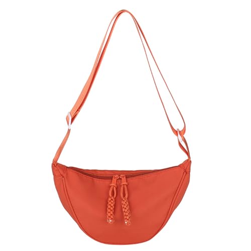 JENCVNL Damen Halbmond Tasche Nylon Crossbody Bag Damen Crossbody Moon Bag Crossbody Bag Halbmond Schultertasche mit verstellbarer Schultergurt (Orange-Stil#2) von JENCVNL
