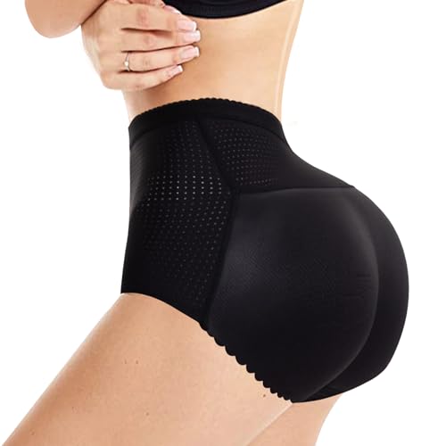 JENCVNL Damen Po Push Up Unterhose Butt Lifter Höschen Hüfte Push Up Gepolstert Miederhose Hip Enhancer Shapewear Nahtlose Unterwäsche (DE/NL/SE/PL, Alphanumerisch, S, Regular, Regular, Schwarz) von JENCVNL