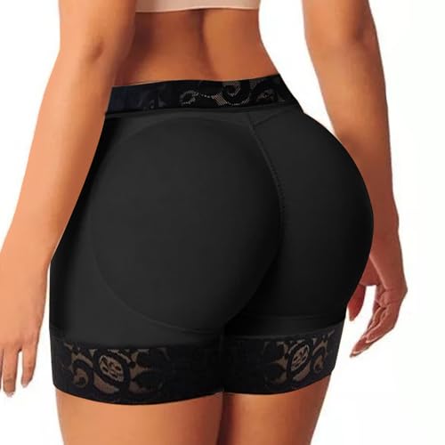 JENCVNL Damen Po Push Up Unterhose Spitze Butt Lifter Höschen Hüfte Push Up Gepolstert Miederhose Nahtlose Hip Enhancer Unterwäsche (DE/NL/SE/PL, Alphanumerisch, M, Regular, Regular, Schwarz) von JENCVNL