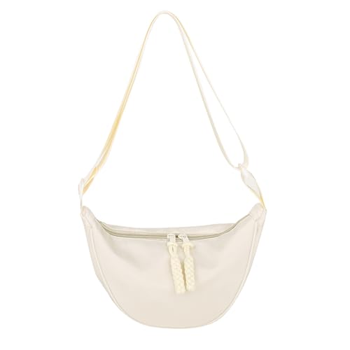 JENCVNL Damen Halbmond Tasche Nylon Crossbody Bag Damen Crossbody Moon Bag Crossbody Bag Halbmond Schultertasche mit verstellbarer Schultergurt (Beige-Stil#2) von JENCVNL