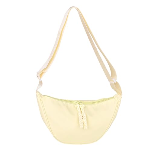 JENCVNL Damen Halbmond Tasche Nylon Crossbody Bag Damen Crossbody Moon Bag Crossbody Bag Halbmond Schultertasche mit verstellbarer Schultergurt (Hellgelb-Stil#2) von JENCVNL
