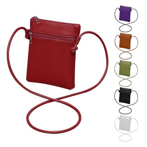 JENCVNL Handytasche zum Umhängen Damen,PU Leder Handy Umhängetasche,Kleine Umhängetasche Damen,Mini Crossbody Schultertasche Handytasche mit abnehmbarem verstellbarem (Rotwein) von JENCVNL