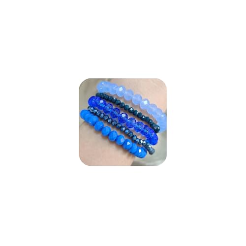 JENCVNL Mehrschichtiges Perlenarmband Stretch Damen 5 Stück Boho Perlenarmband Set Kristall Stretch Damen Armband Frauen Bohemian Armband Stapelbare (Blau 2) von JENCVNL
