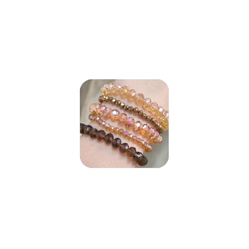 JENCVNL Mehrschichtiges Perlenarmband Stretch Damen 5 Stück Boho Perlenarmband Set Kristall Stretch Damen Armband Frauen Bohemian Armband Stapelbare (Gelb 1) von JENCVNL