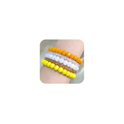 JENCVNL Mehrschichtiges Perlenarmband Stretch Damen 5 Stück Boho Perlenarmband Set Kristall Stretch Damen Armband Frauen Bohemian Armband Stapelbare (Gelb 2) von JENCVNL