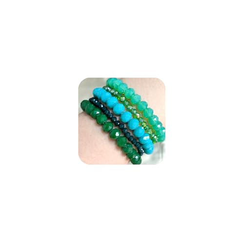 JENCVNL Mehrschichtiges Perlenarmband Stretch Damen 5 Stück Boho Perlenarmband Set Kristall Stretch Damen Armband Frauen Bohemian Armband Stapelbare (Grün 2) von JENCVNL