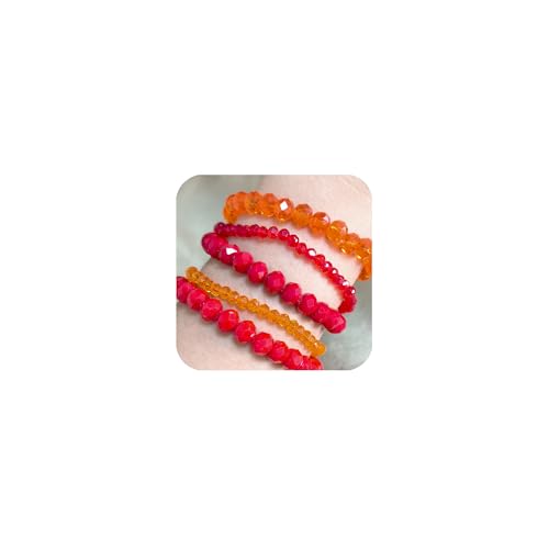 JENCVNL Mehrschichtiges Perlenarmband Stretch Damen 5 Stück Boho Perlenarmband Set Kristall Stretch Damen Armband Frauen Bohemian Armband Stapelbare (Rot 1) von JENCVNL