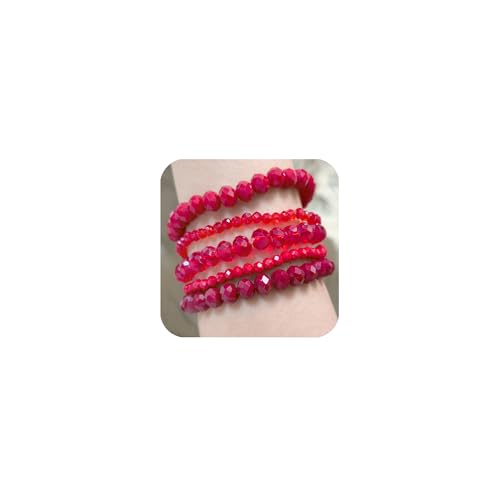 JENCVNL Mehrschichtiges Perlenarmband Stretch Damen 5 Stück Boho Perlenarmband Set Kristall Stretch Damen Armband Frauen Bohemian Armband Stapelbare (Rot 2) von JENCVNL