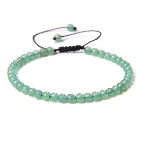JENCVNL Naturstein Armband 4mm Echtes Naturstein Armband Damen Verstellbar Perlenarmbänder Edelsteinarmband Edelstein Armbänder für Damen Frauen (Grüner Aventurin) von JENCVNL