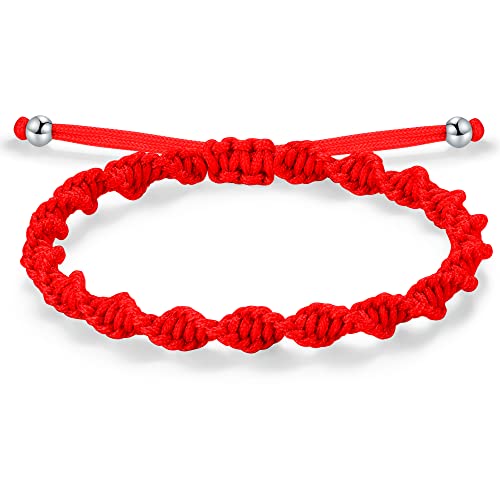 JENDEAR SHINE Geflochtenes Armband Damen Herren Mädchen Jungen Seil Armband Verstellbar Handarbeit Schmuck Geburtstag Freundschaft Paar Geschenk Rot Schwarz Glücksarmband von JENDEAR SHINE