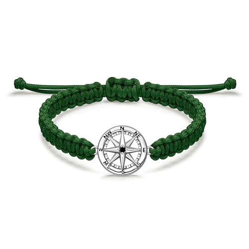 JENDEAR SHINE Kompass Armband für Herren aus 925er Silber, Verstellbare Handgewebte Seilkette, Vintage Herrenarmband JENDEAR SHINE Kompass Armband für Herren aus 925er Silber, Verstellbare Handgewebte Seilkette, Vintage Herrenarmband von JENDEAR SHINE