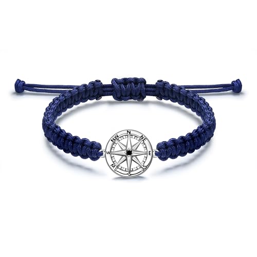 JENDEAR SHINE Kompass Armband für Herren aus 925er Silber, Verstellbare Handgewebte Seilkette, Vintage Herrenarmband JENDEAR SHINE Kompass Armband für Herren aus 925er Silber, Verstellbare Handgewebte Seilkette, Vintage Herrenarmband von JENDEAR SHINE
