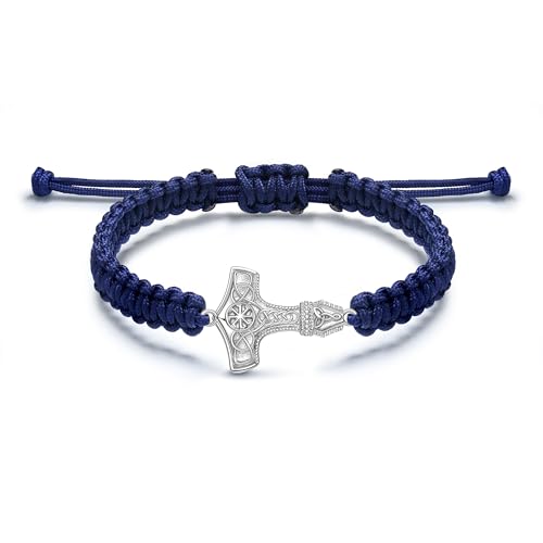 JENDEAR SHINE Thorshammer Armband für Herren aus 925er Silber, Verstellbare Handgewebte Seilkette, Vintage Herrenarmband JENDEAR SHINE Thorshammer Armband für Herren aus 925er Silber, Verstellbare Handgewebte Seilkette, Vintage Herrenarmband von JENDEAR SHINE