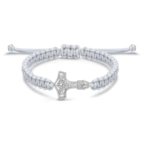 JENDEAR SHINE Thorshammer Armband für Herren aus 925er Silber, Verstellbare Handgewebte Seilkette, Vintage Herrenarmband JENDEAR SHINE Thorshammer Armband für Herren aus 925er Silber, Verstellbare Handgewebte Seilkette, Vintage Herrenarmband von JENDEAR SHINE