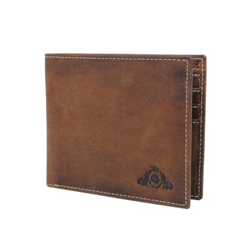 JENES & JANDURA Handgemachte Leder Geldbörse Herren Unisex Vintage Premium Hunter Rindsleder Portemonnaie Querformat Kartenbörse Brieftasche Geldbeutel Kartenetui Wallet Braun 11,5 x 9,5 x 1 cm von JENES&JANDURA