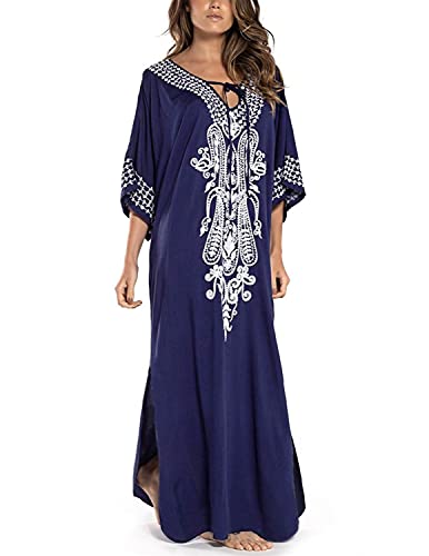 JENJON Damen Strandkleider Baumwolle Maxi Elegante Boho Sommer Lose Kaftan Strand Langes Bikini Cover Ups von JENJON