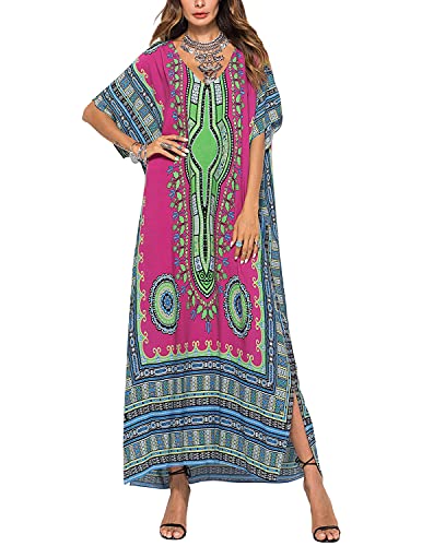 JENJON Damen Strandkleider Baumwolle Maxi Elegante Boho Sommer Lose Kaftan Strand Langes Bikini Cover Ups von JENJON