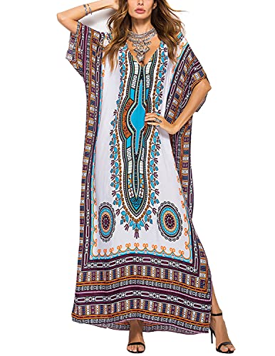 JENJON Damen Strandkleider Baumwolle Maxi Elegante Boho Sommer Lose Kaftan Strand Langes Bikini Cover Ups von JENJON