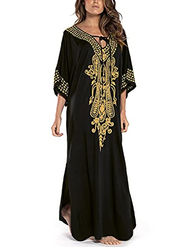 JENJON Damen Strandkleider Baumwolle Maxi Elegante Boho Sommer Lose Kaftan Strand Langes Bikini Cover Ups von JENJON