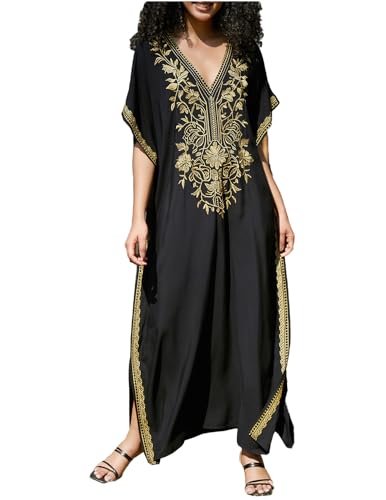 JENJON Damen Strandkleider Baumwolle Maxi Elegante Boho Sommer Lose Kaftan Strand Langes Bikini Cover Ups von JENJON