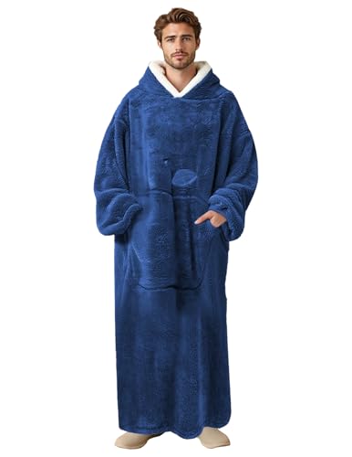 JENJON Herren-Kapuzenpullover extralang Flanell-Hoodie superweich Kapuzendecke Ganzkörper-Sweatshirt Einheitsgröße Winter von JENJON
