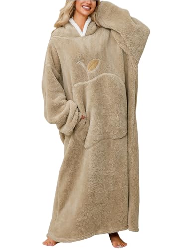 JENJON Lange Hoodie Decke für Damen Herren mit Ärmeln Verlängert Übergroße Flanell Fleece Hoodie Decke Tragbar Ganzkörperdecke Winter von JENJON