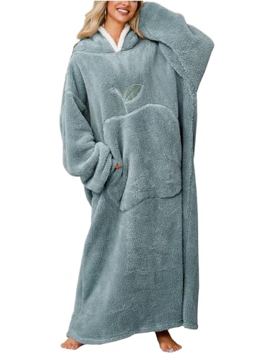 JENJON Lange Hoodie Decke für Damen Herren mit Ärmeln Verlängert Übergroße Flanell Fleece Hoodie Decke Tragbar Ganzkörperdecke Winter von JENJON