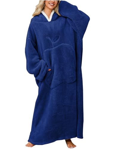 JENJON Lange Hoodie Decke für Damen Herren mit Ärmeln Verlängert Übergroße Flanell Fleece Hoodie Decke Tragbar Ganzkörperdecke Winter von JENJON