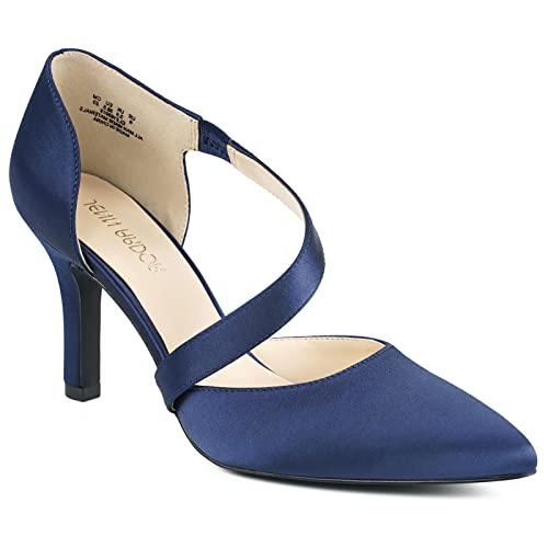 JENN ARDOR Damen Geschlossene ZehenAbsätze für Frauen 7,6 cm Stilettos Professionelle D'Orsay Pumps Sexy Knöchelriemen Spitz Hochzeit Braut Abend Party Büro Damen Kleid Schuhe High Heels, von JENN ARDOR