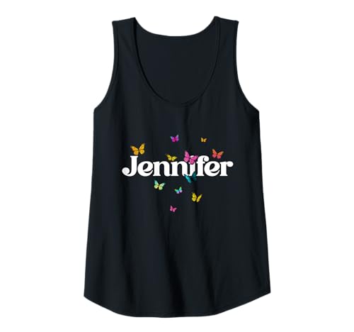 Damen Jennifer - Schöner Mädchen Name mit bunten Schmetterlingen Tank Top von JENNIFER Tochter Enkel Geburtstag Geschenkideen