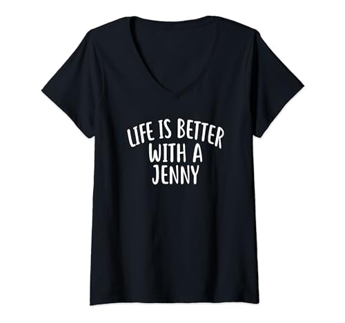 Damen Life Is Better With A Jenny T-Shirt Lustiges Jenny T-Shirt mit V-Ausschnitt Damen Life Is Better With A Jenny T-Shirt Lustiges Jenny T-Shirt mit V-Ausschnitt von JENNY Designs By ShirtZilla