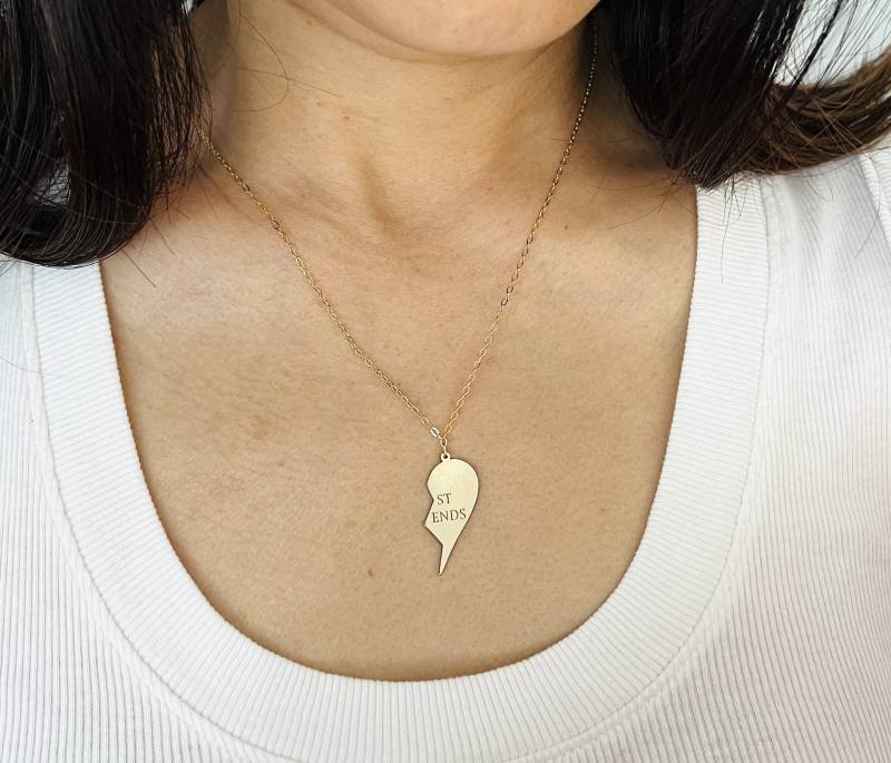 Best Friends Herz Halskette in Gold Fill, Sterling Silber Und Rose Fill - Individuelle Best Friends von JENNYandJUDE