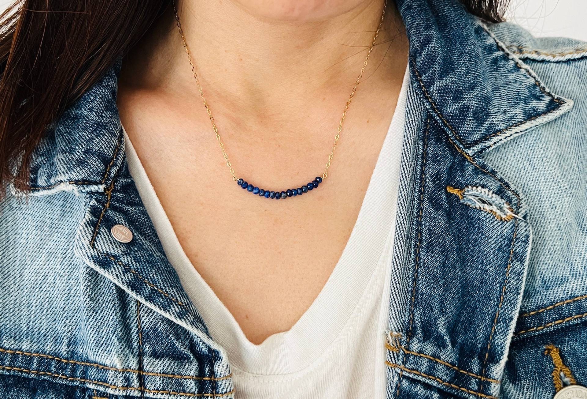 Blaue Lapis Perlen Halskette Gold, Rose Gold Oder Silber // Handgemachte Geschenk Edelstein von JENNYandJUDE