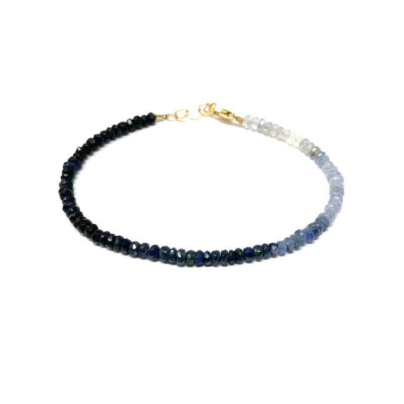 Blauer Saphir Edelstein Perlen Gold Armband Auch in Silber - Custom Beaded Sapphire Blauer Saphir Edelstein Perlen Gold Armband Auch in Silber - Custom Beaded Sapphire von JENNYandJUDE