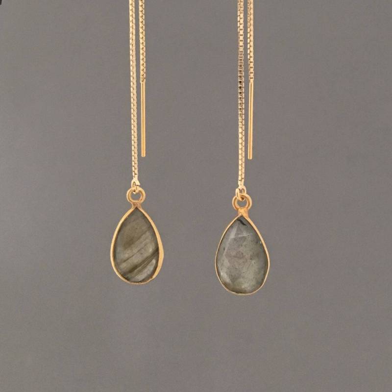Gold Fill Labradorit Tropfen Box Kette Einfädler Ohrringe von JENNYandJUDE