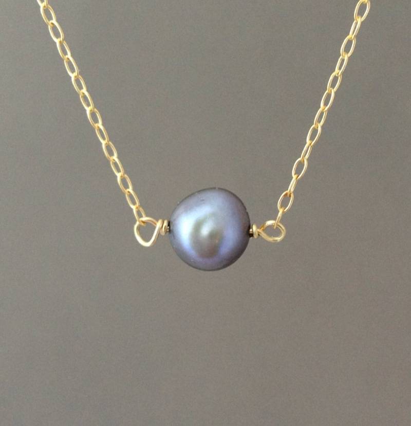 Grau Süßwasserperlen Halskette in Goldfill Und Sterling Silber von JENNYandJUDE