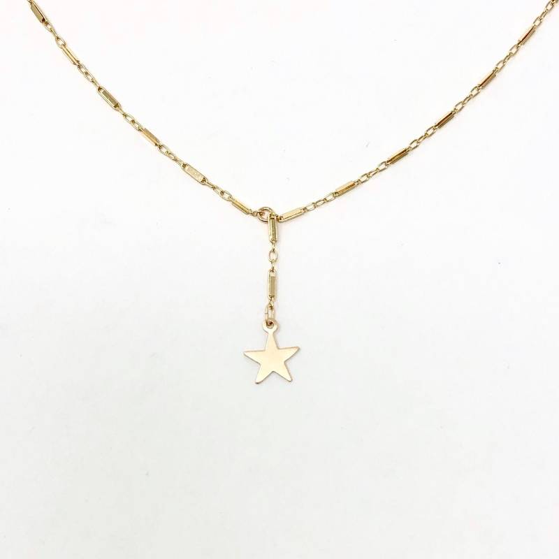 Single Star Bar Lariat Halskette in Gold Oder Silber Erhältlich von JENNYandJUDE