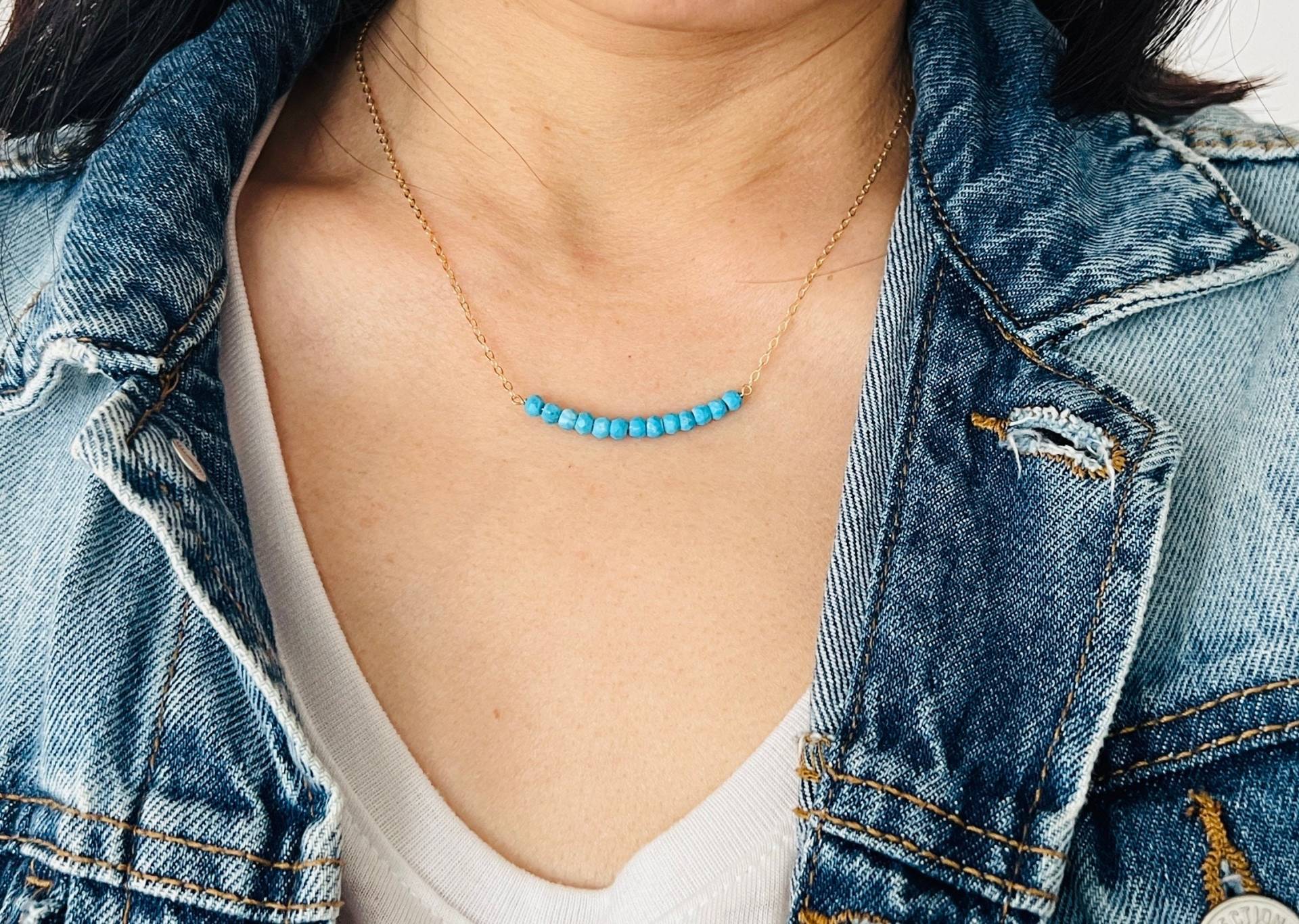 Türkis Perlen Halskette Gold, Rosegold Oder Silber von JENNYandJUDE