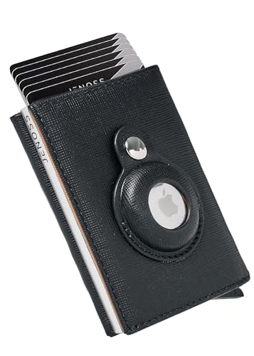 JENOSS Jarvis Agony Herren-Geldbörse aus genarbtem Saffiano-Leder, Pop-Up-Premium-Geldbörse, Schwarz und Braun (graues Gehäuse), Carry-on 3.8-inch, Trifold Smart Wallet von JENOSSCOM