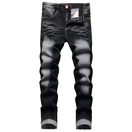 Herren Slim Fit Stretch Jeans Zerrissene Röhrenjeans für Männer, Distressed Destroyed Regular Straight Leg Fashion Comfort Flex Waist Jeanshose, Teenager Lässige Mode Skinny Cargo Designer Denim Hose von JENY-LUCK
