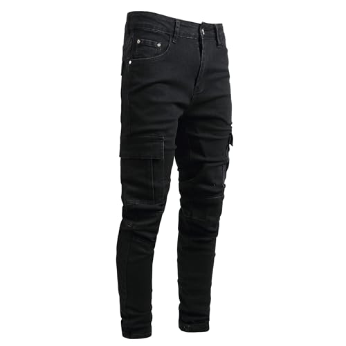 Herren Slim Fit Stretch Jeans Zerrissene Röhrenjeans für Männer, Distressed Destroyed Regular Straight Leg Fashion Comfort Flex Waist Jeanshose, Teenager Lässige Mode Skinny Cargo Designer Denim Hose von JENY-LUCK