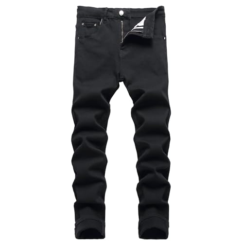 Herren Slim Fit Stretch Jeans Zerrissene Röhrenjeans für Männer, Distressed Destroyed Regular Straight Leg Fashion Comfort Flex Waist Jeanshose, Teenager Lässige Mode Skinny Cargo Designer Denim Hose von JENY-LUCK