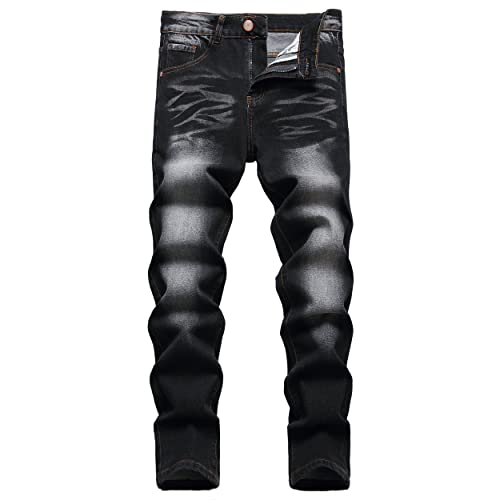 Herren Slim Fit Stretch Jeans Zerrissene Röhrenjeans für Männer, Distressed Destroyed Regular Straight Leg Fashion Comfort Flex Waist Jeanshose, Teenager Lässige Mode Skinny Designer Denim Hose von JENY-LUCK