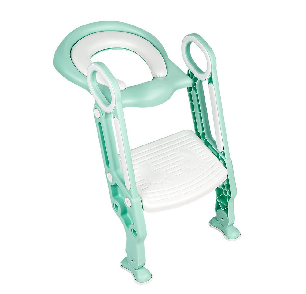 JEOBEST Toilettentrainer Töpfchen Toilettensitz Baby mit Treppe, WC Sitz mit PVC Gepolsterter, Höhenverstellbar und Faltbar, Rutschfest mit Spritzschutz von JEOBEST